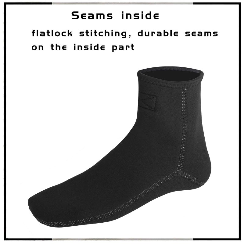 OMGear Water Socks Neoprene Socks Beach Booties Shoes 3mm Glued Blind Stitched Anti-Slip Wetsuit Boots Fin Swim Socks (3mm Low Cut/Grey, S(Men 6-7,Women 6-8)) - Image 3