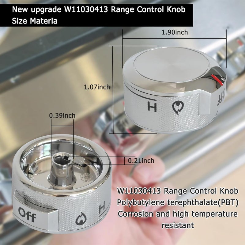 Delixike Kitchen Stove top Parts W11030413 Gas Stove top knobs Replacements，General Electric Oven Range，cooktop Kitchen aid Parts，Control Speed Range Burner Knob - Image 3