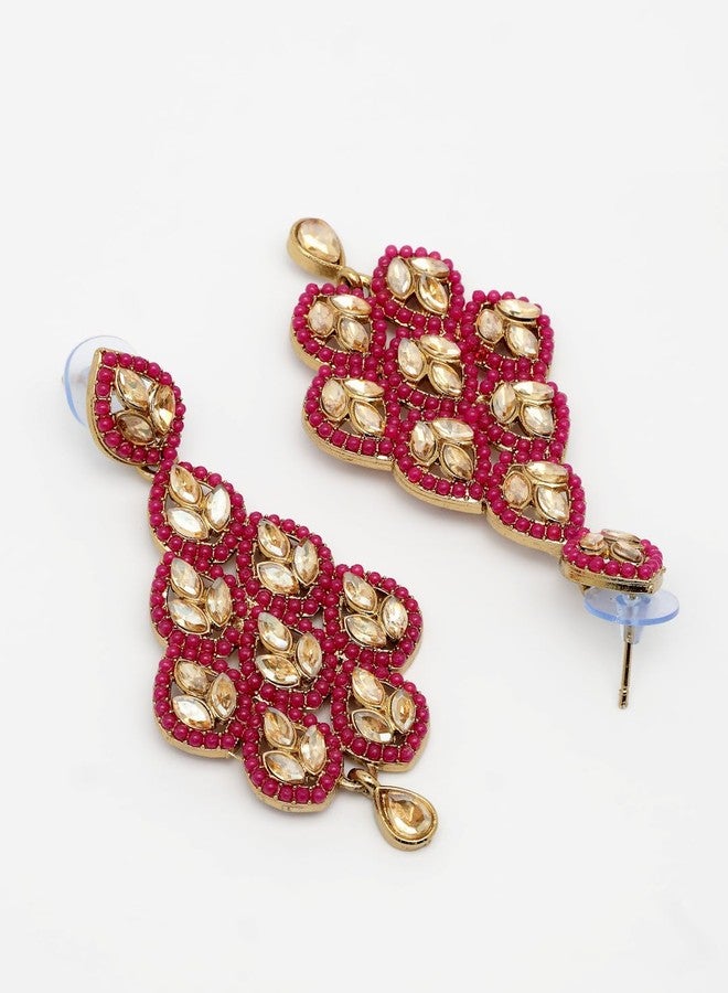 ADIVA Gold-Plated Turquoise Kundan Leaf-Design Drop Jhumki Earrings Set for women for Women, Traditional Stylish Jhumka for Girls Party, Wedding, Festive - Image 5