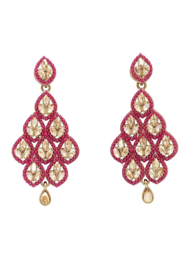 ADIVA Gold-Plated Turquoise Kundan Leaf-Design Drop Jhumki Earrings Set for women for Women, Traditional Stylish Jhumka for Girls Party, Wedding, Festive - Image 1
