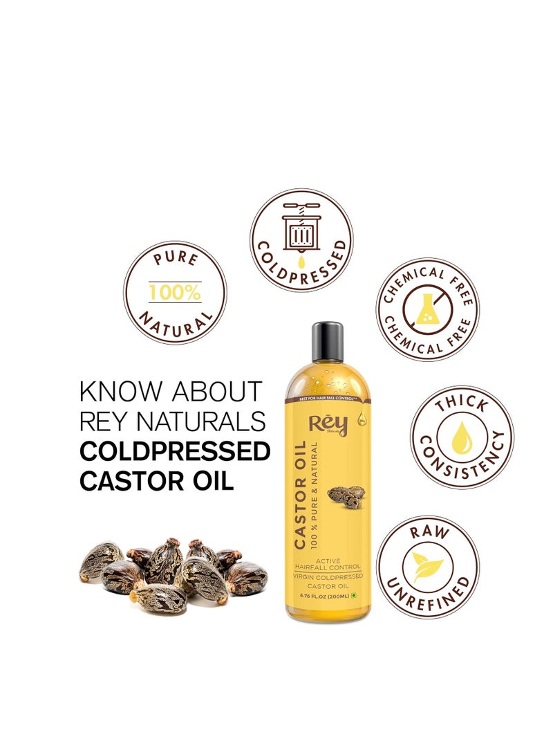 Rey Naturals Cold Pressed Castor Oil Sweet Almond Oil for hair skin 200ml Pack of 2 - Image 3