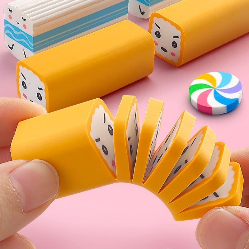 Dreamm Food Erasers 12 Pack Sushi Desserts Desk Pet Erasers for Kids Cute Fun School Supplies Prize Gifts Party Favors - Image 3