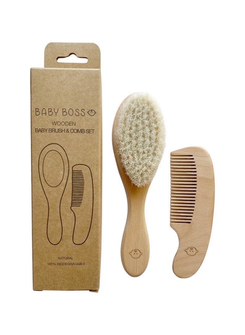 Baby Boss Wooden Baby Brush & Comb Set - Image 1