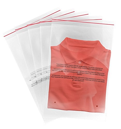 yinat 100 (12"x18") Clear Peel and Seal 1.5 Mil Poly Bags with Suffocation Warning Print - Image 1