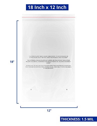 yinat 100 (12"x18") Clear Peel and Seal 1.5 Mil Poly Bags with Suffocation Warning Print - Image 4