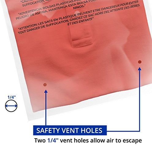 yinat 100 (12"x18") Clear Peel and Seal 1.5 Mil Poly Bags with Suffocation Warning Print - Image 3