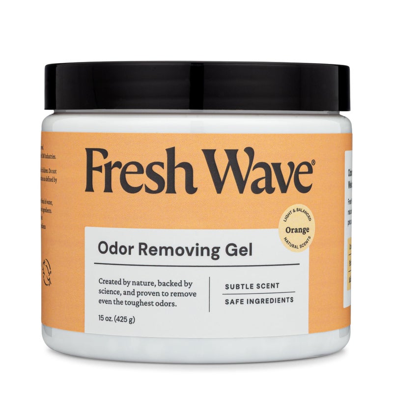 Fresh Wave جل إزالة الروائح Fresh Wave برائحة البرتقال، 15 أونصة | ماصات الروائح للمنزل | تخفيف الروائح بشكل آمن | مزيل الروائح الطبيعي المستند إلى النباتات | كل 15 أونصة تدوم 30-60 يومًا | للطهي، القمامة والحيوانات الأليفة - Image 1