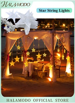 HALAMODO Star String Lights 11.5 ft 12 LED Star Fairy Lights with Timer, 8 Lighting Modes Waterproof Indoor Fairy Lights for Bedroom Party Wedding Garden  - Image 1