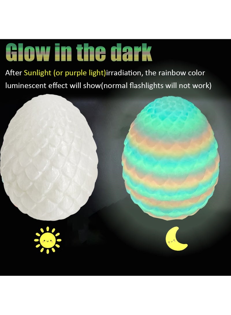 3D Printed Dinosaur Eggs with Dinosaur Inside, 30cm Glow in The Dark, Dinosaur Skeleton Toy Eggs Fidget Toys Gifts(Luminous Rainbow) - Image 3