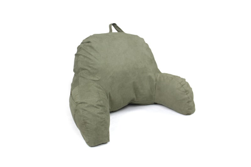 Deluxe Comfort Microsuede Bedrest â€“ Reading and Bed Rest Lounger â€“ Sitting Support Pillow â€“ Soft But Well Stuffed Fiberfill â€“ Backrest Pillow with Arms, Green - Image 1