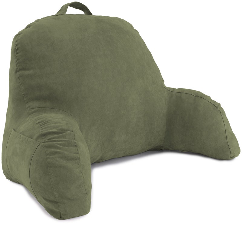 Deluxe Comfort Microsuede Bedrest â€“ Reading and Bed Rest Lounger â€“ Sitting Support Pillow â€“ Soft But Well Stuffed Fiberfill â€“ Backrest Pillow with Arms, Green - Image 3