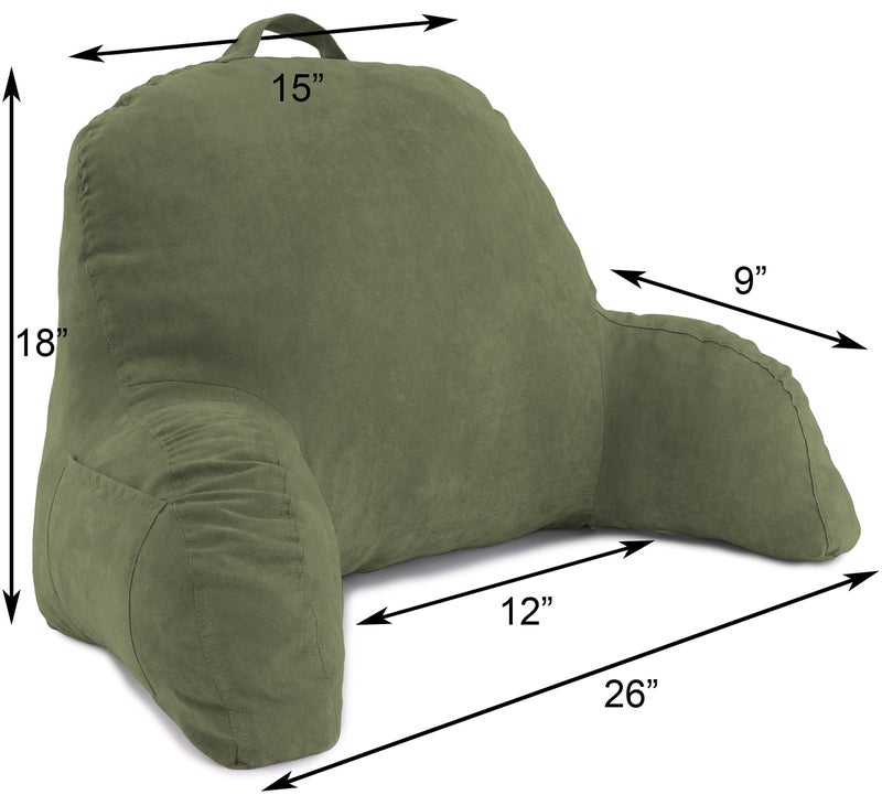 Deluxe Comfort Microsuede Bedrest â€“ Reading and Bed Rest Lounger â€“ Sitting Support Pillow â€“ Soft But Well Stuffed Fiberfill â€“ Backrest Pillow with Arms, Green - Image 2