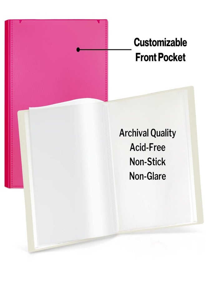 CRANBURY Portfolio Binder for 8x10 Photos (Pink), Poly Plastic 8 x 10 Art Presentation Book with Clear Plastic Sleeves, 24 Pages Hold 48 Pictures, 10x8 Photo Book with Customizable Front Pocket - Image 4
