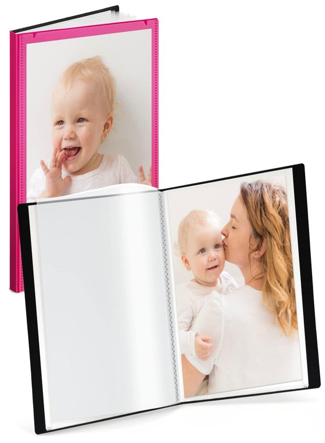 CRANBURY Portfolio Binder for 8x10 Photos (Pink), Poly Plastic 8 x 10 Art Presentation Book with Clear Plastic Sleeves, 24 Pages Hold 48 Pictures, 10x8 Photo Book with Customizable Front Pocket - Image 1