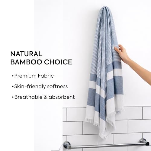 HABER 100% Bamboo Bath Towel (150 x 75 cm) – Ultra-Absorbent, 3X Softer Than Cotton, Quick Dry & Lightweight Large Eco-Friendly Towel for Bath, Gym & Travel – Cobalt Blue Pack of 1 - Image 5
