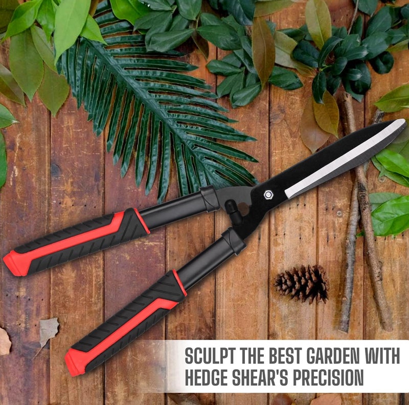 OUTO Hedge Shear 21 Inch Pruning Tool Heavy Duty Garden Scissors with 4mm Blade Cutter for Wood Branch Trimmer & Grass Cutting Gardening Tool (Pack of 1, Black & Red) - Image 5