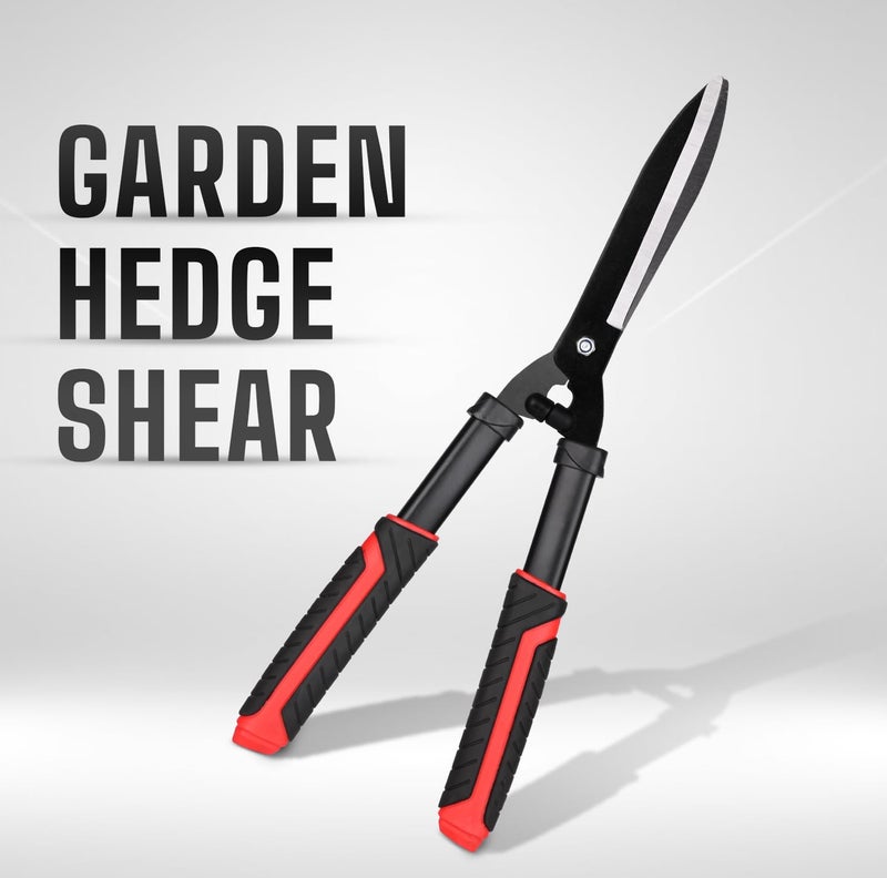 OUTO Hedge Shear 21 Inch Pruning Tool Heavy Duty Garden Scissors with 4mm Blade Cutter for Wood Branch Trimmer & Grass Cutting Gardening Tool (Pack of 1, Black & Red) - Image 3