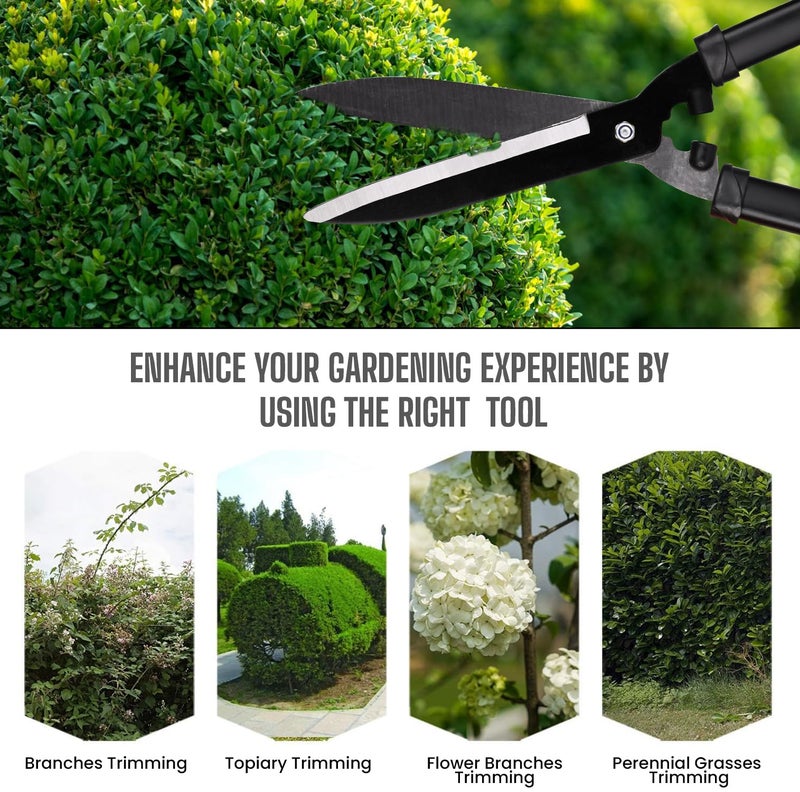 OUTO Hedge Shear 21 Inch Pruning Tool Heavy Duty Garden Scissors with 4mm Blade Cutter for Wood Branch Trimmer & Grass Cutting Gardening Tool (Pack of 1, Black & Red) - Image 4