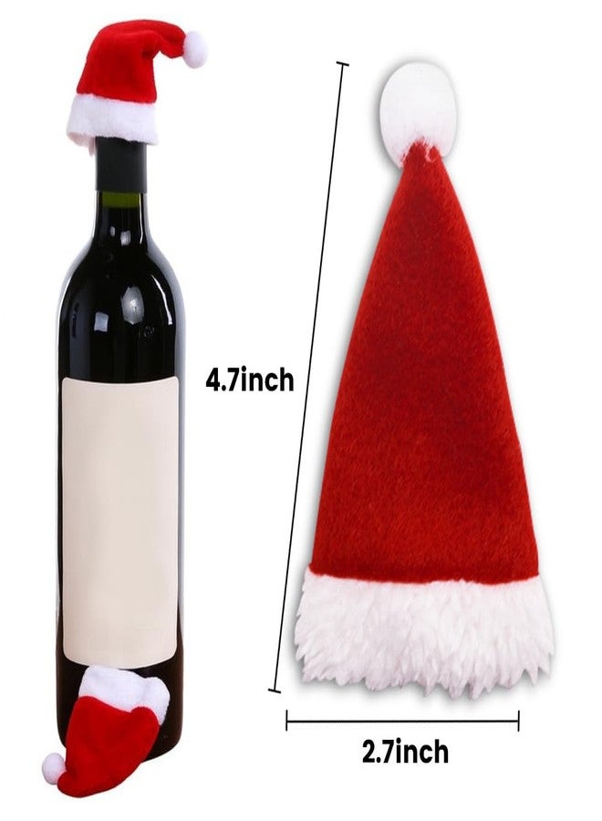 هانزغو مجموعة هانزجو من 24 قطعة من أغطية أكواب وزجاجات على شكل قبعة سانتا صغيرة لتزيين عيد الميلاد، مقاس 2.7 بوصة × 4.7 بوصة. قبعات سانتا صغيرة، حاملات أدوات مائدة فضية، قبعة صغيرة لغطاء زجاجة النبيذ، لتزيين طاولة عيد الميلاد، ديكورات صغيرة لعيد الميلاد للأعمال اليدوية. - Image 2