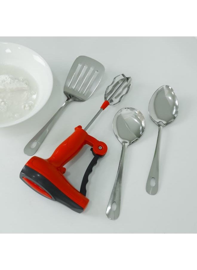 DELCASA Hand Blender with 3pcs Serving Spoon, Manual Blender, DC2790 | Blender for Beating, Liquidizing, Churning | Slotted Spoon for Cooking, Frying, Flipping  - Image 2