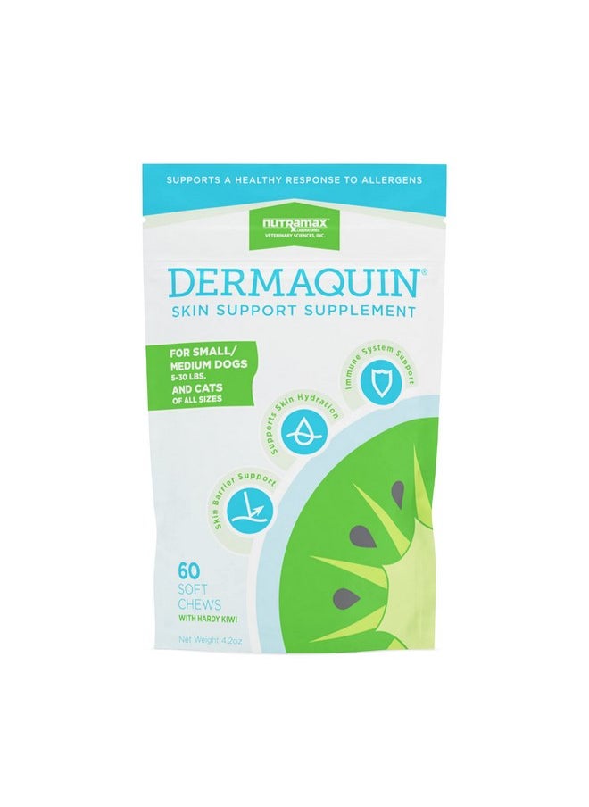 Nutramax Laboratories Nutramax Laboratories Dermaquin Skin Support Sm/Med Dogs 5-30 lbs & Cats 60 ct  - Image 1