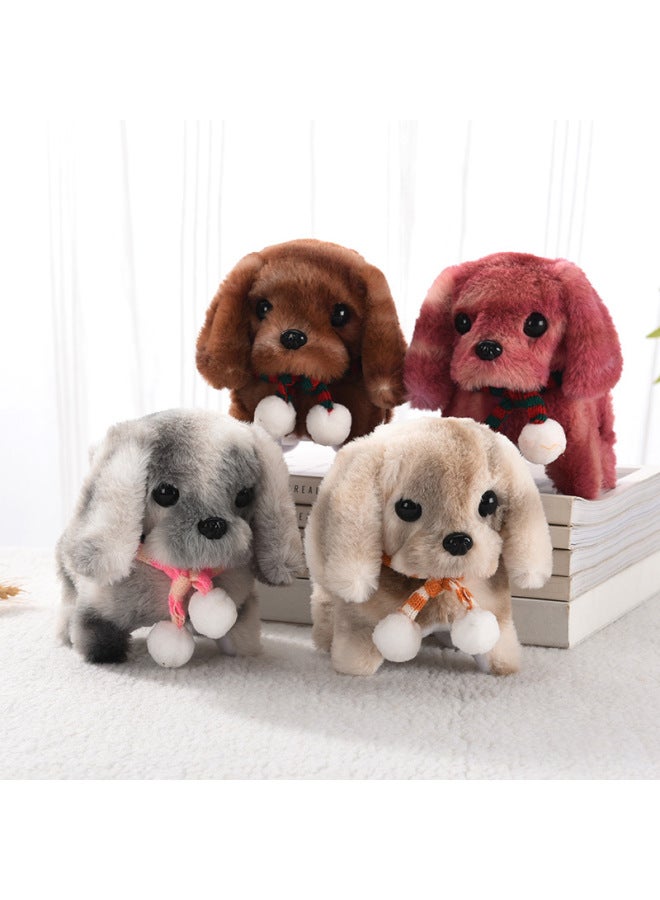 Electric Toy Dog Plush Puppy Electronic Dog Will Walk Will Call Nodding Wagging Tail Boys Girls Children's Toys-Color:Scarf Dog (apricot) [scarf Color Random]]-Specifications:Self-provided (2 No. 5 Batteries)  - Image 5