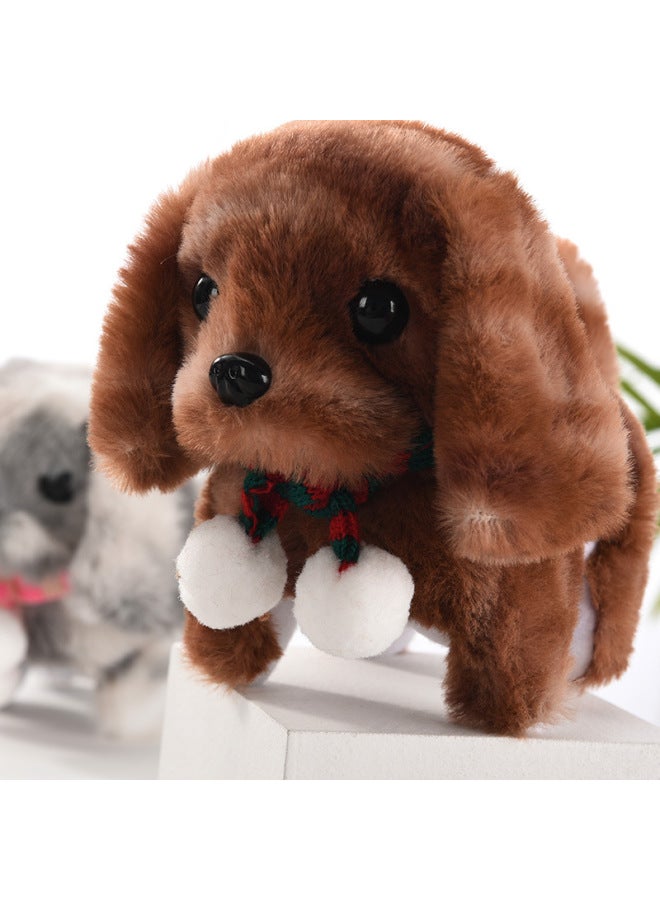 Electric Toy Dog Plush Puppy Electronic Dog Will Walk Will Call Nodding Wagging Tail Boys Girls Children's Toys-Color:Scarf Dog (apricot) [scarf Color Random]]-Specifications:Self-provided (2 No. 5 Batteries)  - Image 4