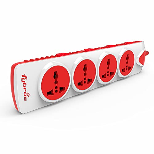 Fybros Qubic 4X4 Extension Cord, Power Strip with International Sockets Extension,10 AMP Output, 2 Year Warranty, 5 Meter Heavy Duty Cable, Surge-Spike Guard - Made in India - Image 1