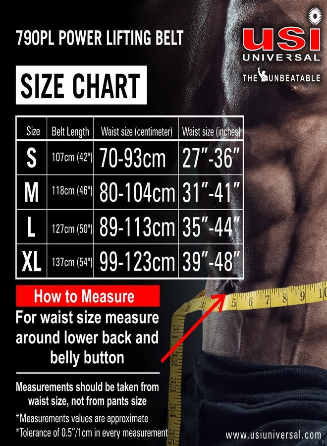 USI UNIVERSAL Weight Lifting Belt, 790PL Power Lifting Belt for Men & Women Weightlifting Competition Workout Training Weight Back Support Belt, 6mm Thick, 4" Wide Leather Weight Gym Belt (Small) - Image 4