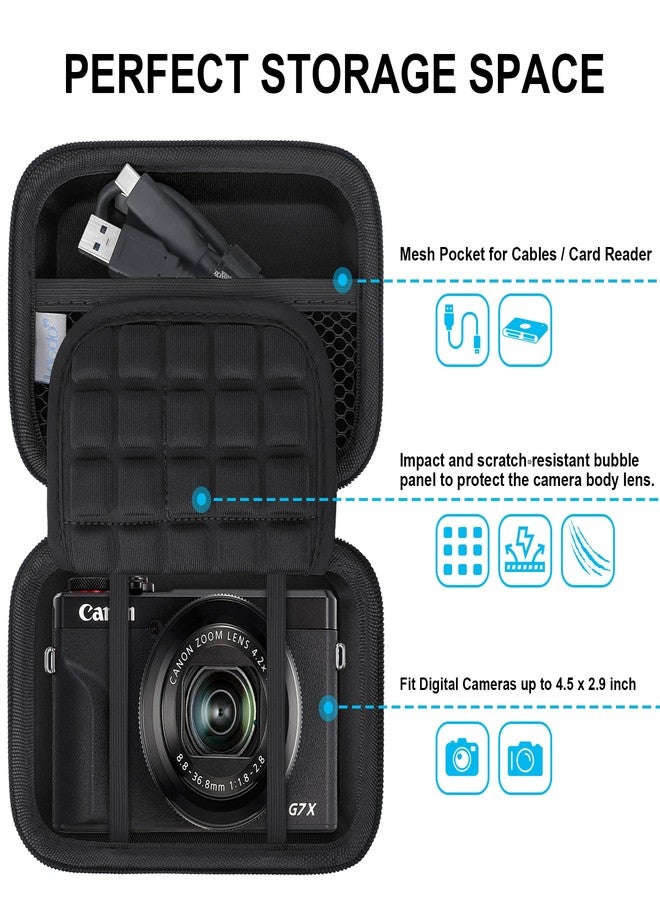 Lacdo Camera Carrying Case for Canon PowerShot G7 X Mark II / G7X Mark III Digital 4K Vlogging Camera, Point and Shoot Video Trave Bag, Mesh Bag Fits Batteries, USB Cable, SD Card, Black+Black - Image 2