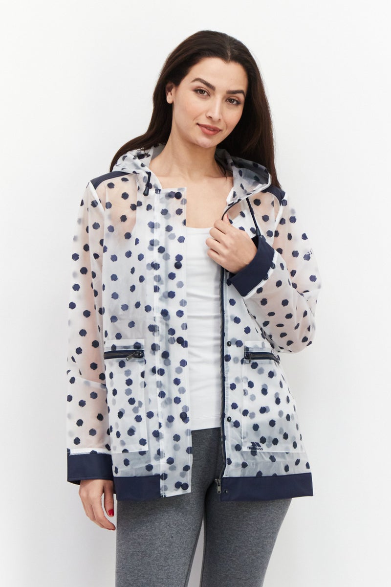Trespass Women Polka Dot Print Rain Coat, Transparent  - Image 1