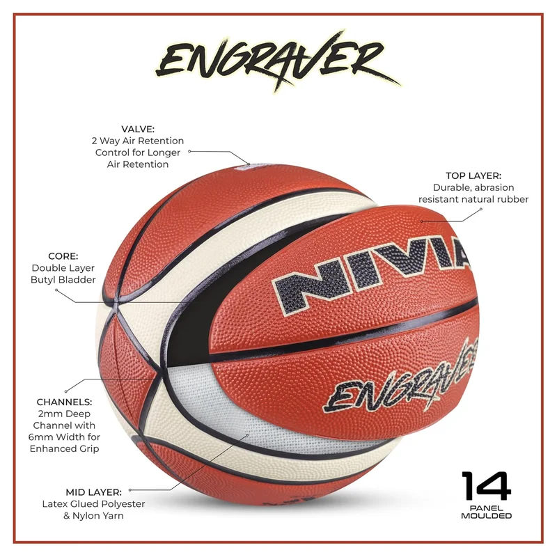 Nivia Nivia Engraver Basketball Size 6 - Red