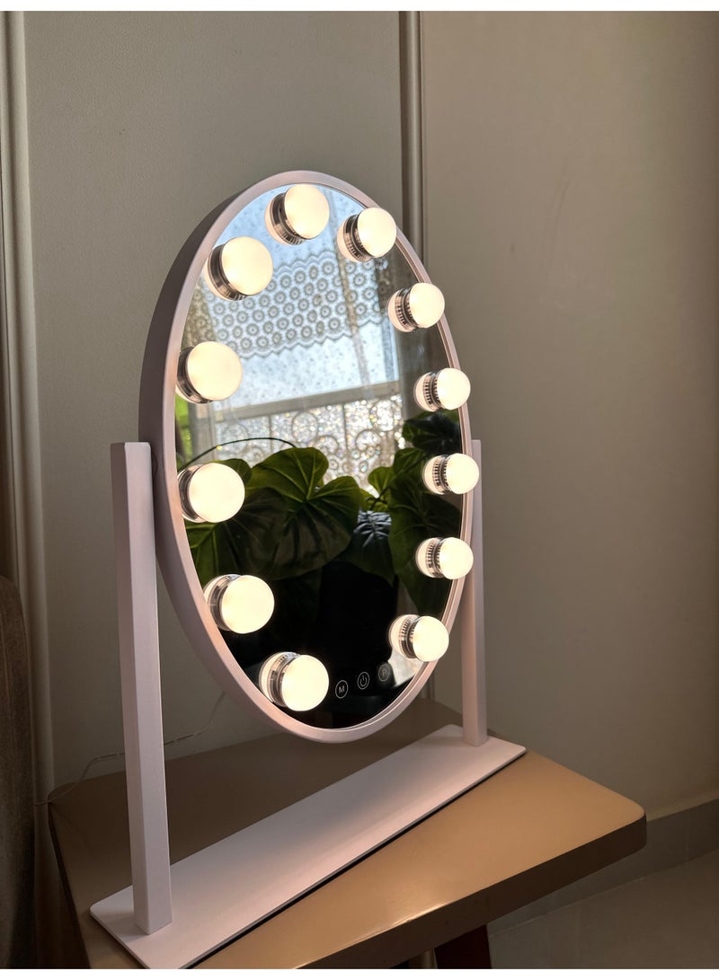 مراية ليد تاتش 360° مع تحكم في قوة الإضاءة و3 ألوان إضاءة - Image 5