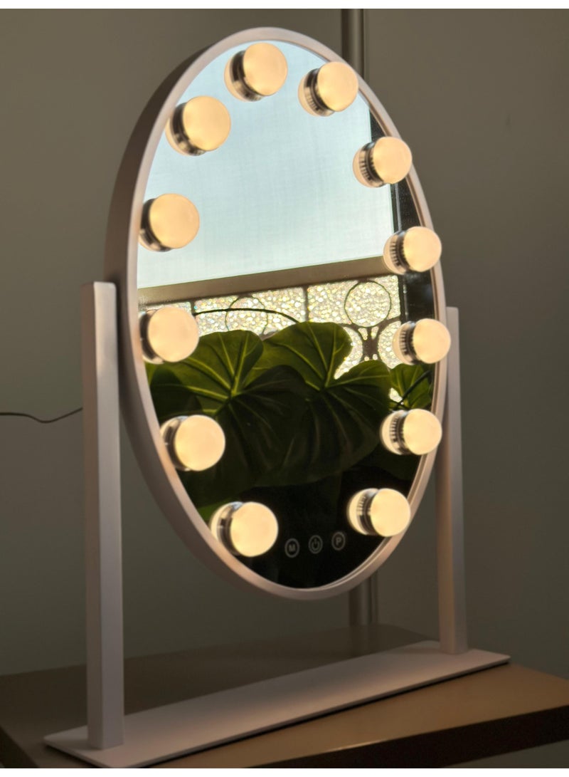 مراية ليد تاتش 360° مع تحكم في قوة الإضاءة و3 ألوان إضاءة - Image 1