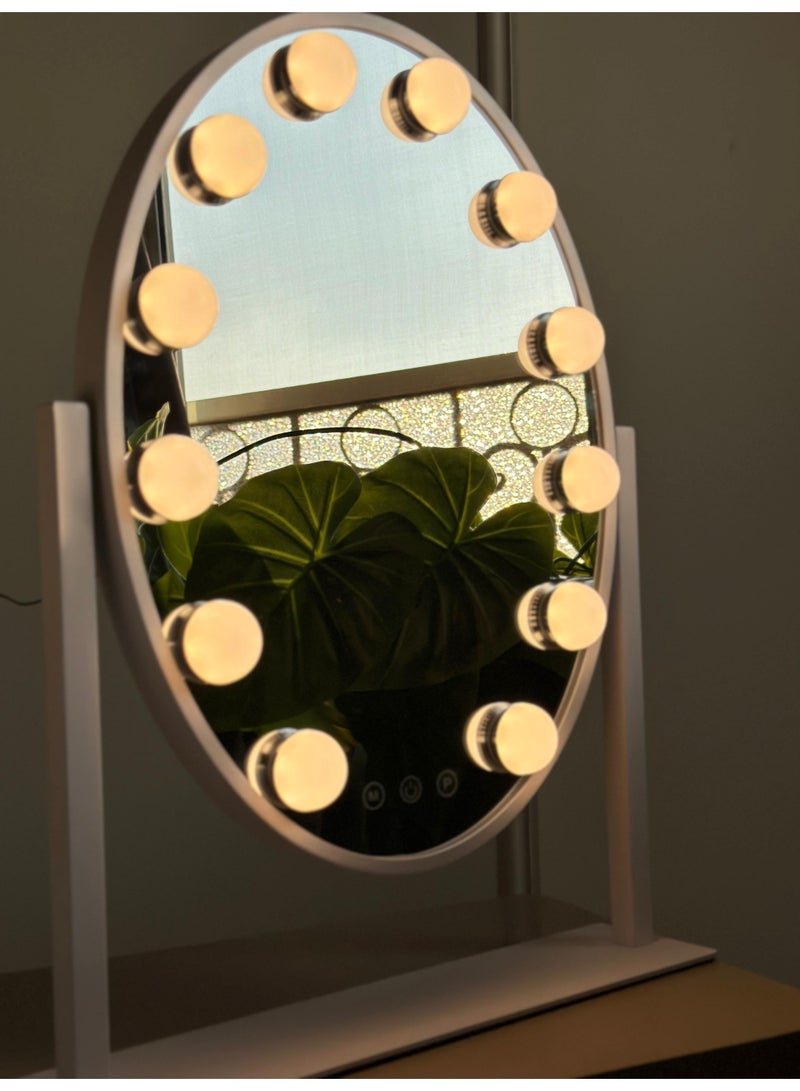 مراية ليد تاتش 360° مع تحكم في قوة الإضاءة و3 ألوان إضاءة - Image 2