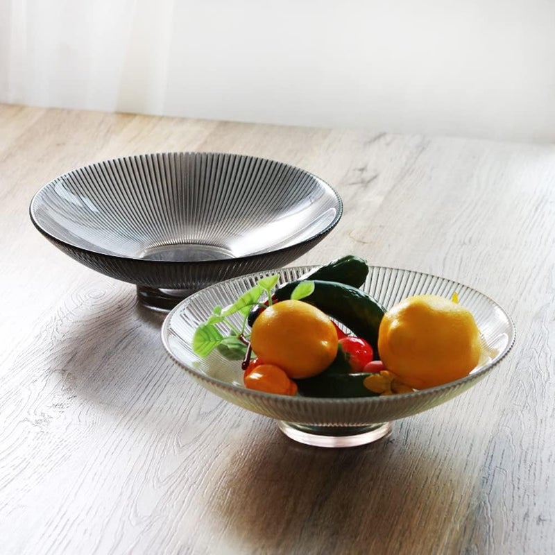 Kelendle Glass Footed Bowl Round Pedestal Bowl Clear Fruit Bowl Decorative Serving Dish Dessert Display Stand Snacks Nuts Plate for Kitchen Counter Centerpiece Table Decor Amber 102inch - Image 4
