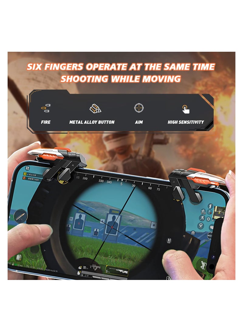 SOLARAE "Mobile Gaming Trigger, Six-Finger Linkage Game Controller for iPhone & Android Phones, Mechanical Black Design Sensitive Shooter Controller for Knives Out/Rules of Survival " - Image 5