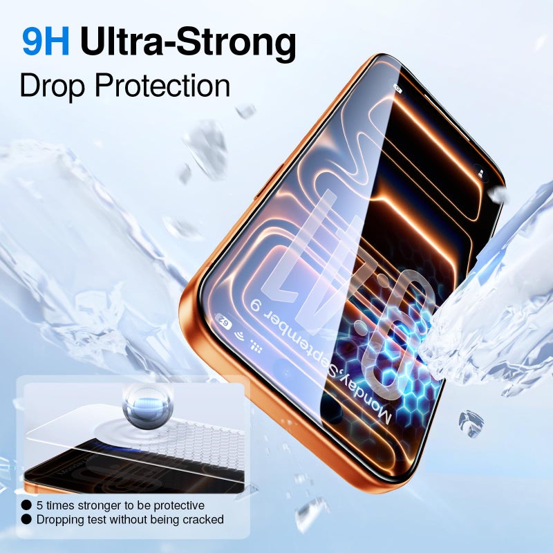 SMARTDEVIL 2 Pack for iPhone 17 Pro Max Screen Protector, 9H Hardness Military Grade Shatterproof, HD Clear Tempered Glass with Auto Dust-Elimination, Bubble Free, Easy Installation, Case Friendly - Image 3