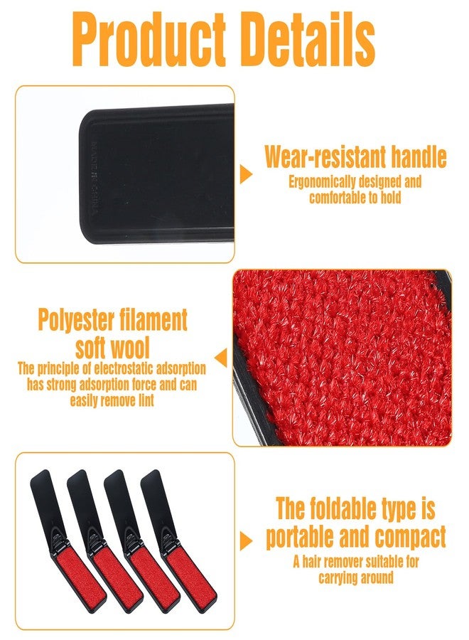 Aysatogc 4 Pack Foldable Lint Brush for Clothes, Portable Travel Size Lint Remover Brush Reusable Mini Lint Remover Brushes Compact Lints Removal Tool for Sofa Clothes Pet Hair - Image 3