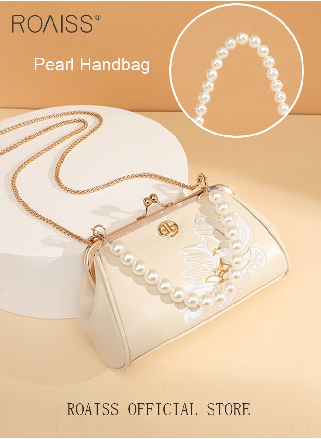 Floral Embroidery Pearl Chain Flap Bag for Women Exquisite Crossbody Shoulder Bags Ladies Elegant Retro Handbag with Gift Bag Gifts for Mom Wife and Bridal for Birthday Anniversary and Wedding - pzsku/Z1E8CC9B3D546C01E3D78Z/45/_/1704958664/016314ed-c688-404a-841c-addef76c6599