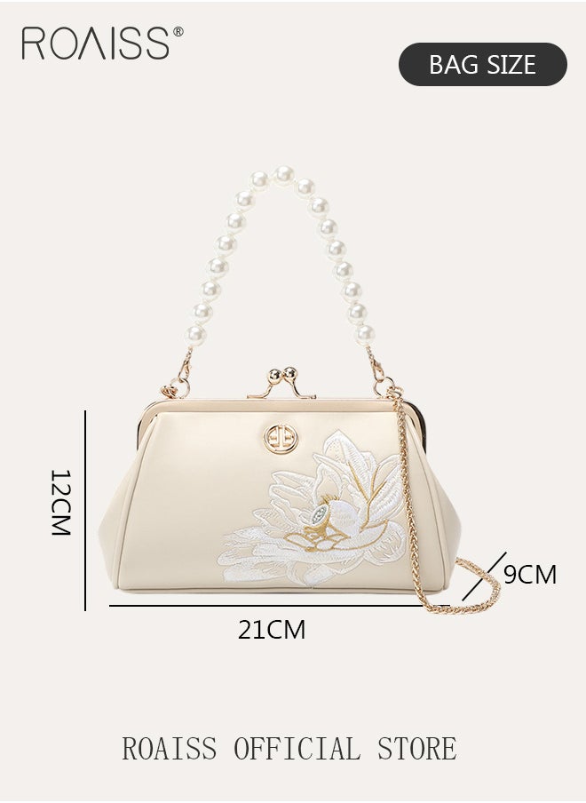 Floral Embroidery Pearl Chain Flap Bag for Women Exquisite Crossbody Shoulder Bags Ladies Elegant Retro Handbag with Gift Bag Gifts for Mom Wife and Bridal for Birthday Anniversary and Wedding - pzsku/Z1E8CC9B3D546C01E3D78Z/45/_/1704958666/38c4d119-8fa3-41f3-bd34-e095a7debf38