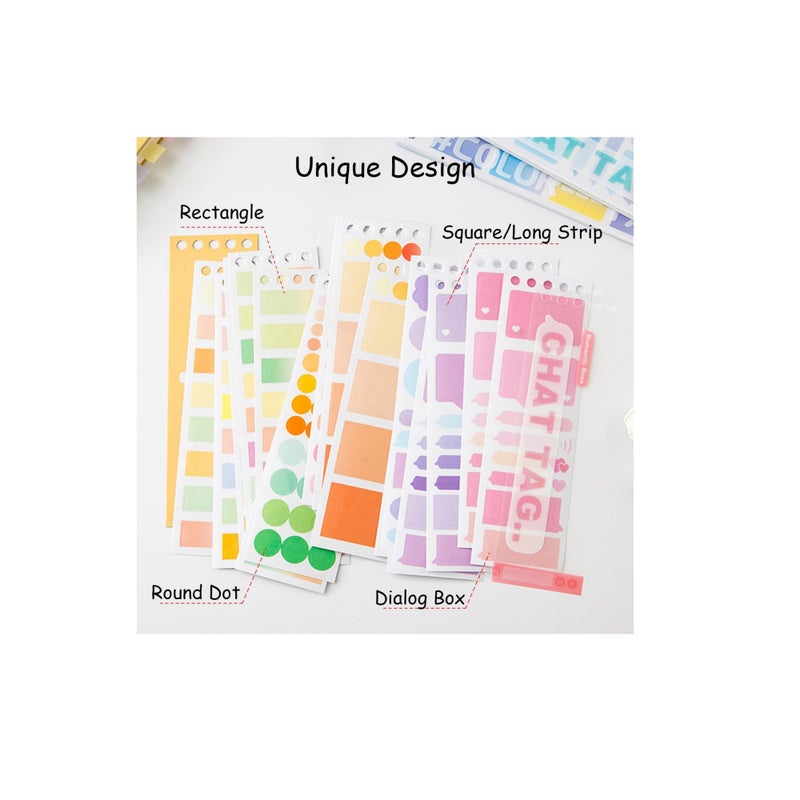 Barakah علامات فهرسة لاصقة للدفاتر، 120 ورقة علامات لاصقة متدرجة، علامات علم لاصقة، علامات فهرسة متعددة الأنماط للكتب، 6 ألوان قابلة للكتابة وإعادة التمركز، لعلامات الصفحات - Image 2