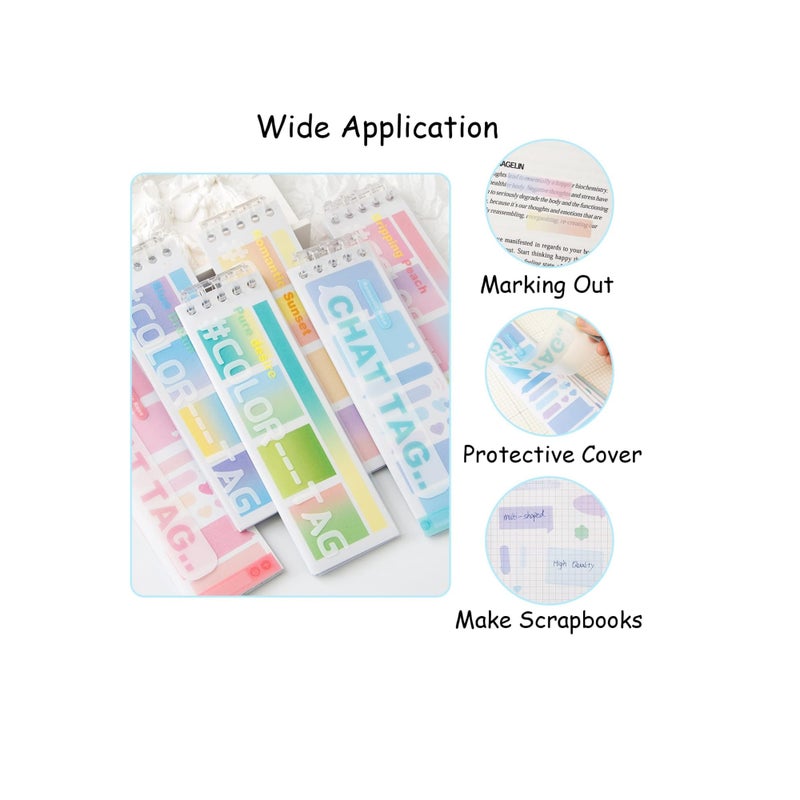 Barakah علامات فهرسة لاصقة للدفاتر، 120 ورقة علامات لاصقة متدرجة، علامات علم لاصقة، علامات فهرسة متعددة الأنماط للكتب، 6 ألوان قابلة للكتابة وإعادة التمركز، لعلامات الصفحات - Image 4