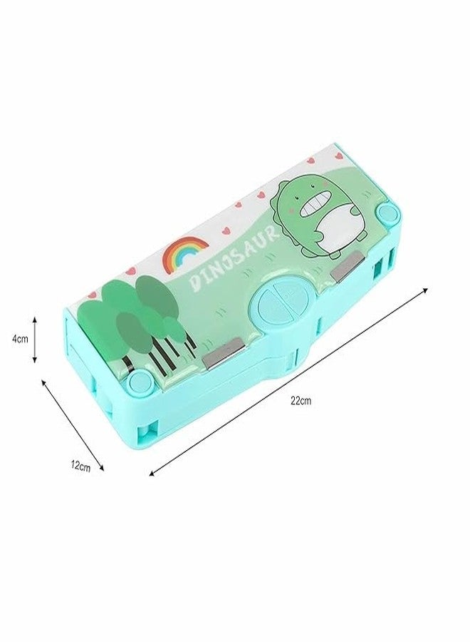 Ranjkri Magnet Multifunctional Pencil Compass/Geometry Pencil Box for Kids/School with Inbuilt Scissor, Ruler, Eraser and Sharpener (Dinosaour Pencil Box) - Image 4