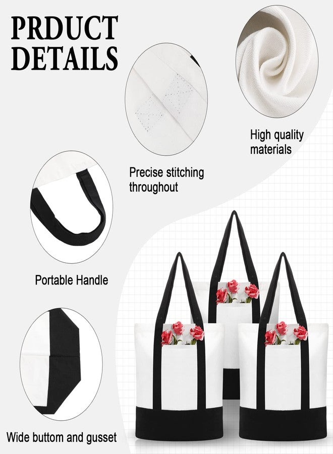 Reginary 10 Pack Large Canvas Tote Bag Bulk, Reusable Natural Plain Cotton Tote for DIY Multipurpose(Black and White) - Image 4