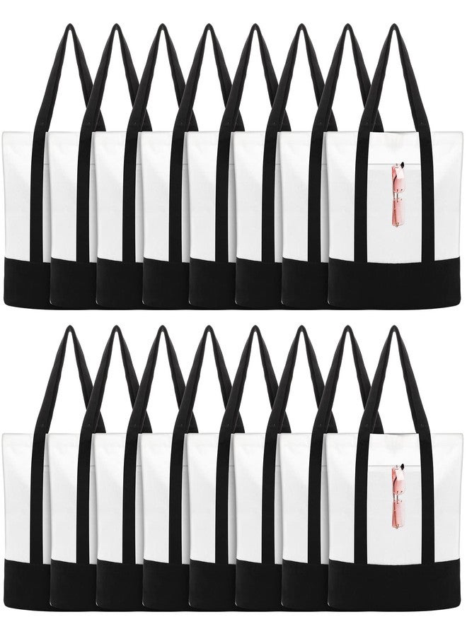 Reginary 10 Pack Large Canvas Tote Bag Bulk, Reusable Natural Plain Cotton Tote for DIY Multipurpose(Black and White) - Image 1
