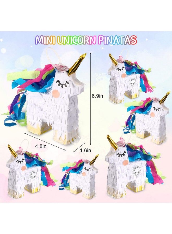 Hanaive 6 قطع بيناتا يونيكورن مصغرة 4 × 7 بوصة لوازم حفلات يونيكورن هدايا حفلات يونيكورن صغيرة ديكورات طاولة يونيكورن بيناتا عيد الميلاد لمناسبات يونيكورن - Image 3