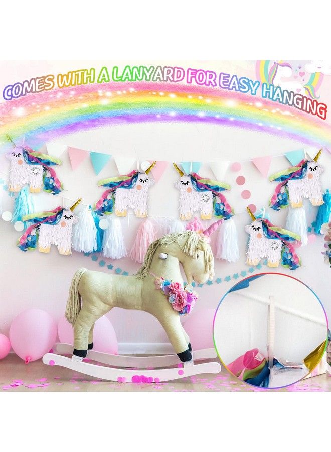 Hanaive 6 قطع بيناتا يونيكورن مصغرة 4 × 7 بوصة لوازم حفلات يونيكورن هدايا حفلات يونيكورن صغيرة ديكورات طاولة يونيكورن بيناتا عيد الميلاد لمناسبات يونيكورن - Image 5