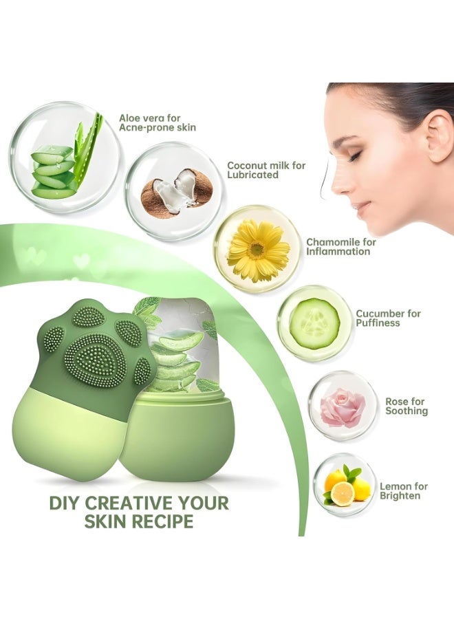 SkinSide Ice Roller for Face with Scrubber | Ice Roller for Face | For Men & Women | Ice Cube Roller for Glowing Skin & Puffy Eyes | Reusable & Unbreakable (Green) - Image 4