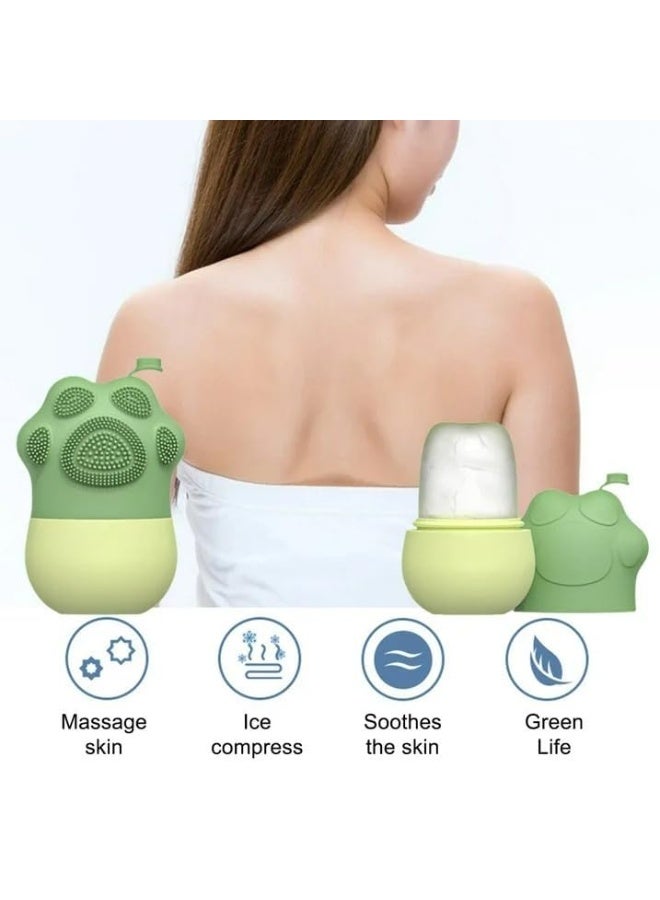 SkinSide Ice Roller for Face with Scrubber | Ice Roller for Face | For Men & Women | Ice Cube Roller for Glowing Skin & Puffy Eyes | Reusable & Unbreakable (Green) - Image 3
